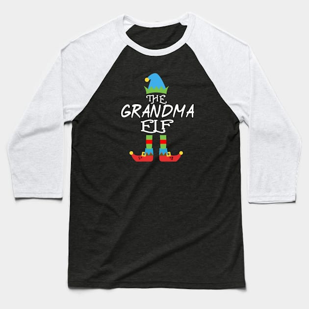 The Grandma Elf Matching Family Group Christmas Party Baseball T-Shirt by CareTees